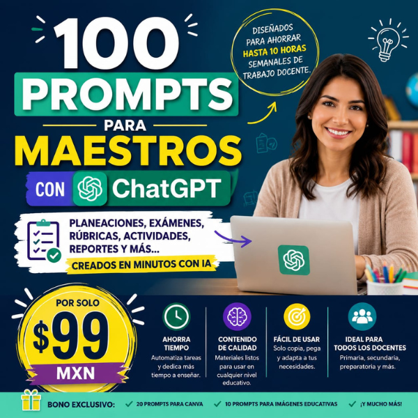 100 Prompts con ChatGPT para Maestros (PDF)